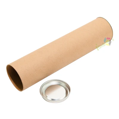 Custom Kraft Tube Packaging Tea Box with Metal Lid