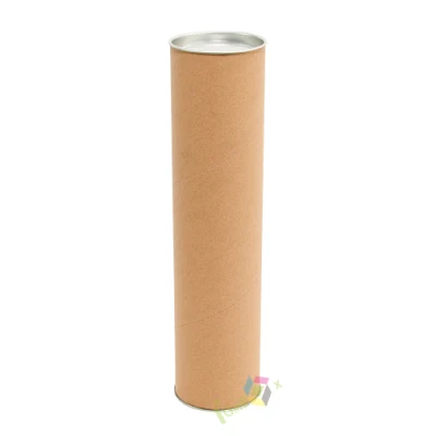 Custom Kraft Tube Packaging Tea Box with Metal Lid