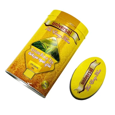Factory Wholesale Tinplate Packaging Oval Shape Metal Box Container Black Tea Tin Can for Tea