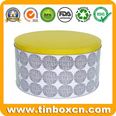 Large Round Bakery Metal Box Cookies Can Cake Tin for Baked Container