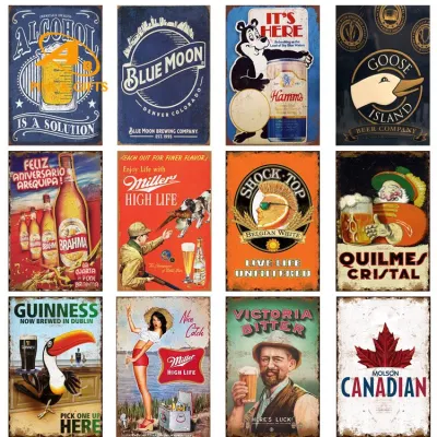 Wholesale Fishing Lures Flowers for Men Custom Metal Carfts 20X30 Cm Vintage Retro Antique Cars Old Poster Tin Sign