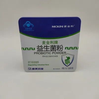  Tin Customized Printing Tin Box Small Square Tea Tins for Probiotic Powder