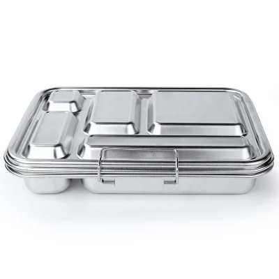 Aohea Kids Tin Lunch Box 5 Sections Bento Box Plant Stainless Steel Bento Lunch Box