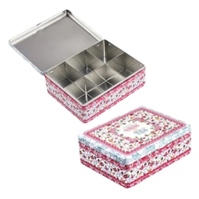 Bulk Sale Tinplate Rectangle Boxes Custom Print Large Hinged Lid Metal Tin Box for Food Packaging