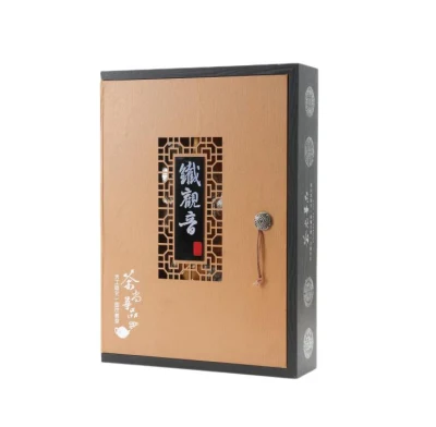 Gold Paper Clamshell Gift Box Tea Tin Packaging Box with Silks and Satins