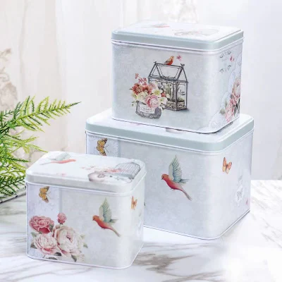 Square Tin Can Empty Cube Tin Box Storage Container Kit for Tea Coffee Herb Candy Chocolate Sugar Spices Gift and Crafts