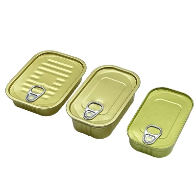 311# Metal Packaging Manufacturer Empty Food Grade Tin Cans Rectangular 1/4 Club Can for Sardine Fish