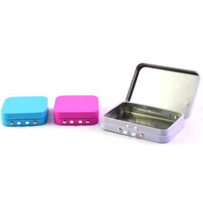 Custom Embossed Logo Child Resistant Hinged Lid Recyclable Metal Tin Containers Child Resistant Tins