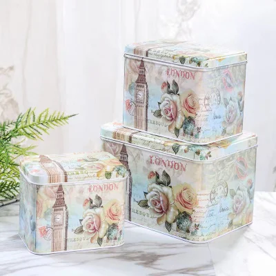 Square Tin Can Empty Cube Tin Box Storage Container Kit for Tea Coffee Herb Candy Chocolate Sugar Spices Gift and Crafts