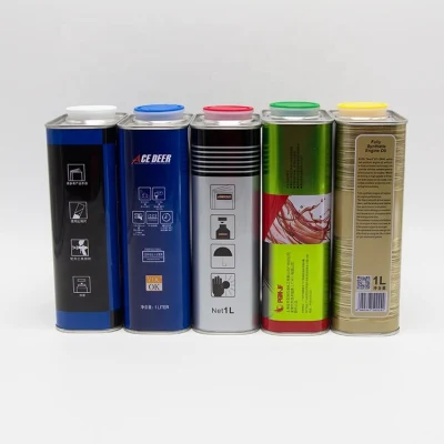 Square Metal Tin Can Customized Engine Oil Can Packaging 1L Square Lubricants Oil Tin Can