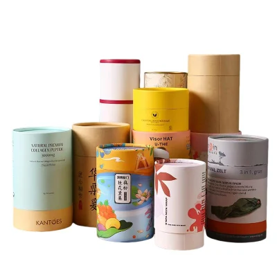  Custom Kraft Paper Coated Aluminum Foil Gift Box Round Tube Packaging (food container packing)