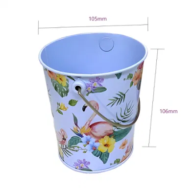 Mini Small Round Flower Bucket Candy Biscuit Tin Box Christmas Tin