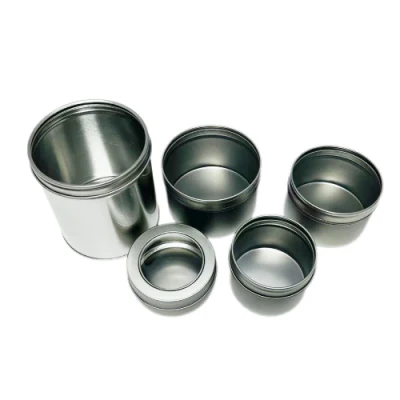 Factory Custom Aluminum Jar Container Packaging Round Metal Box Empty Small Tin Can with Clear Window