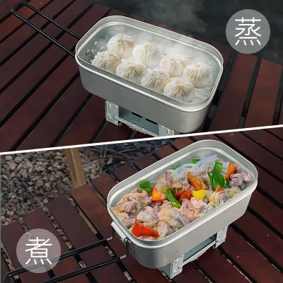 Japanese-Style Mini Outdoor Kitchen Camp Cooking Tool Aluminum Lunch Box Aluminum Mess Tin with Coating