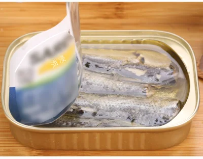 Square Food Grade Tin Can with Easy Open Cap for Sardine Fish in Vegetable Oil