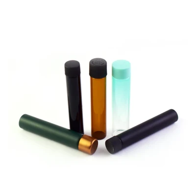 Black Clear Colored Labels Child Resistant Screw Personalize Custom 115mm Glass Pre Rolling Packaging Test Tubes with Lid