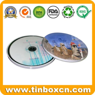 Square CD Tin Case with Zipper, Metal Tin DVD Box