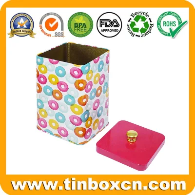 Customized Square Tin Metal Gift Packaging Box with Rivet Lid