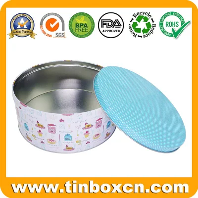 Custom Large Metal Food Can Storage Box Round Cake Bread Bakery Tin
