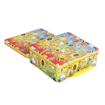 Custom High Level Color Print Cute Rectangular Tin Gold Lunch Box