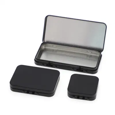Pocket-Sized 53.4mm X 50.1mm - Black Tin Fresh Child Resistant &amp; Sustainable Hinged-Lid Micro Pack Flower Container