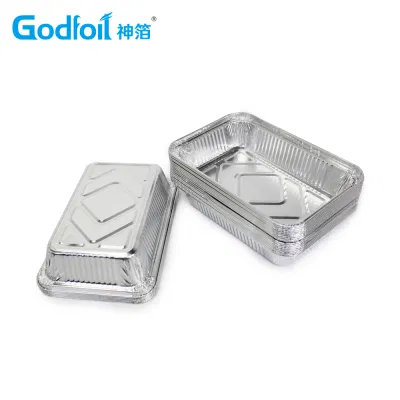 Rectangular Disposable Takeout Tin Foil Box Foil Tray Food Packaging Aluminum Foil Container with Lid