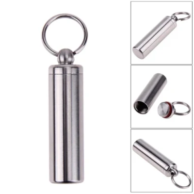 Small Waterproof Aluminum Pill Box Case Daily Metal Pill Case Keychain