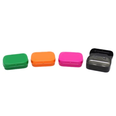 Wholesale Hinged Lid Tinplate Box Storage Container Rectangular Metal Packaging Food Grade Mint Tin Can for Mint