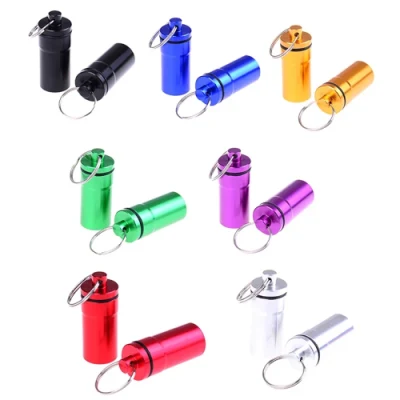 Small Waterproof Aluminum Pill Box Case Daily Metal Pill Case Keychain