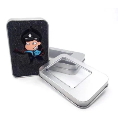 Silver Storage Tin Box, Small Party Gifts Tin Box, Metal Tin Box with Lid and Large Clear Window, Portable Empty Tin Box, for Coin Key Puzzle Cards Candy
