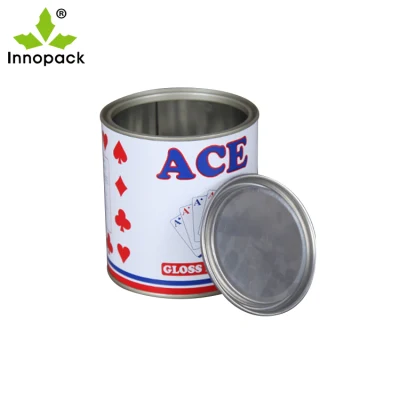 Customized Printing 0.37L Decorative Round Tin Can with Handle for Paint Glue