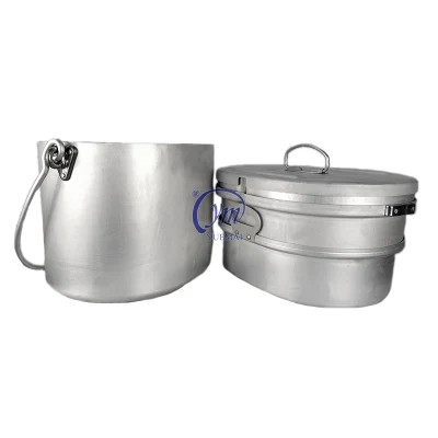 Camping Backpacking Hiking Large Capacity Lunch Box Army Style Mess Kit Tin 5 Parts in 1