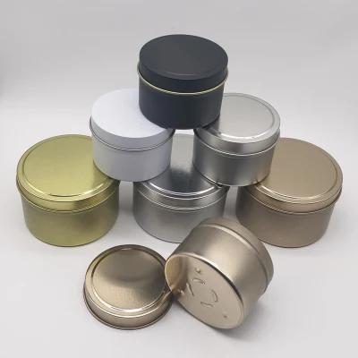 Wholesale 8oz Empty Round White Black Metal Candle Tin Can Candle Tin