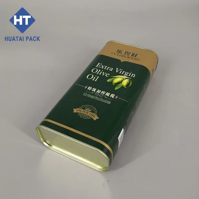 Customize Logo Square 3L Olive Oil Tin Can with Plastic Spout Cap