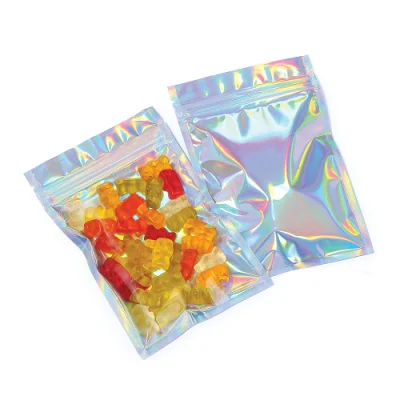 Custom Printed Hologram Candy Mylar Zipper Plastic Bag
