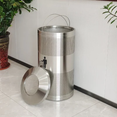 Modern Design Metal Rubbish Waste Bin Large Recycle Trash Can