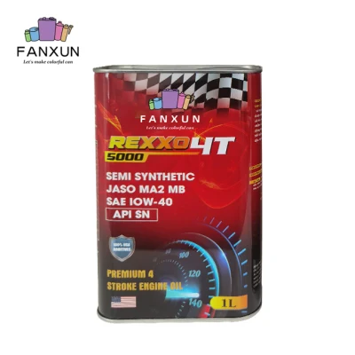 Square Metal Tin Can Customized Engine Oil Can Packaging 1L Square Lubricants Oil Tin Can