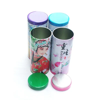 Custom Round Tall Coffee Bean Tin Cans 50g Tea Packaging Tin Container