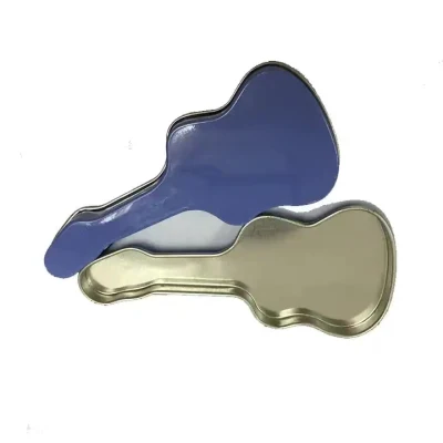 Small Guitar Shape Shrink Wrap Candy Tin Box Hard Candy Mint Box