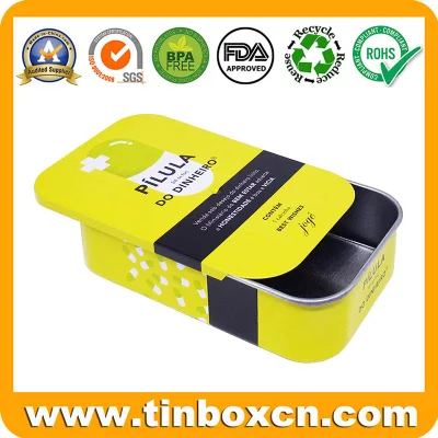 Medicine Candy Sweet Mint Pills Sliding Tin Box with Metal Slider Lid