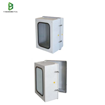 2 Door Metal Hinged Aluminum Enclosure Distribution Control Box with Clear for Electronics