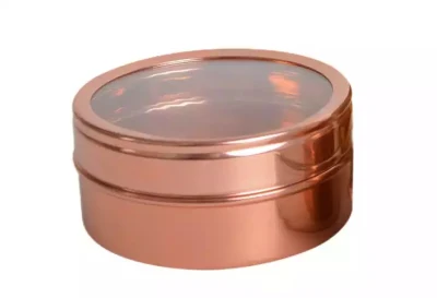 5225kc 40ml Aluminum Round Cosmetic Cream Candy Spice Pill Mint Small Black Metal Mini Tin Boxes with Clear Window