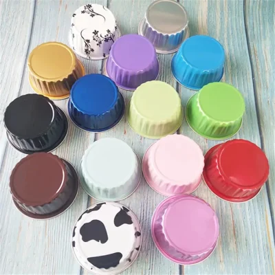 125ml Aluminum Tin Foil Baking Cup Round Cheese Cake Packaging Box Mousse Barbecue