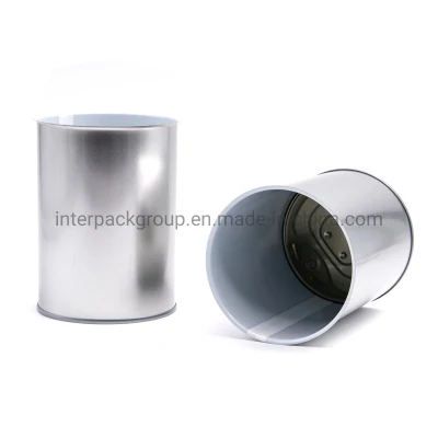 8116# Wholesale Printing Design Food Grade Internal White Lacquer Round Black Tins Metal Container with Eoe