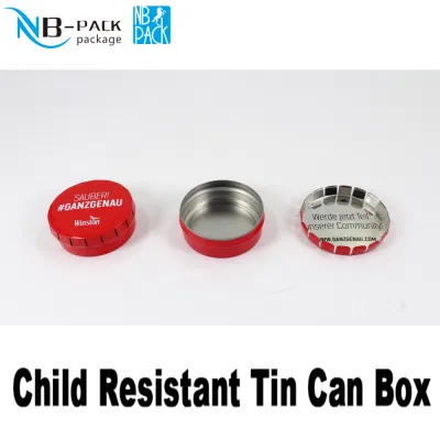 Child Resistant Child Proof Cr 30ml Tin Round Tin Box for Promotion Cosmetic Lip Balm Mail