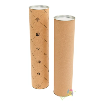 Custom Kraft Tube Packaging Tea Box with Metal Lid