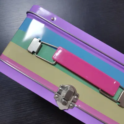 New Custom Printedhandbag Tin Packaging Rectangular Metal Food Grade Tin Lunch Box