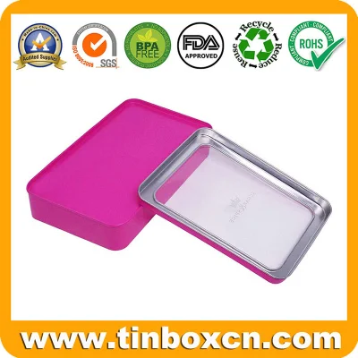 Popular Customized Window Metal Box Rectangle Candy Tin Case with Clear PVC Top for Gifts