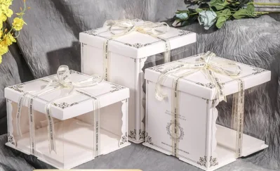 Wholesale Cake Packaging Box Cake Boxes in Bulk Transparent Pet PVC Food Flower Party Gift Round Squared Packaging Product with Printing Box