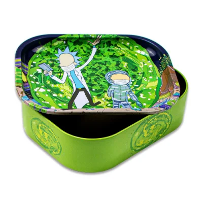 New 18*14cm Rolling Tray Storage Container Custom Logo Tin Metal Stash Box